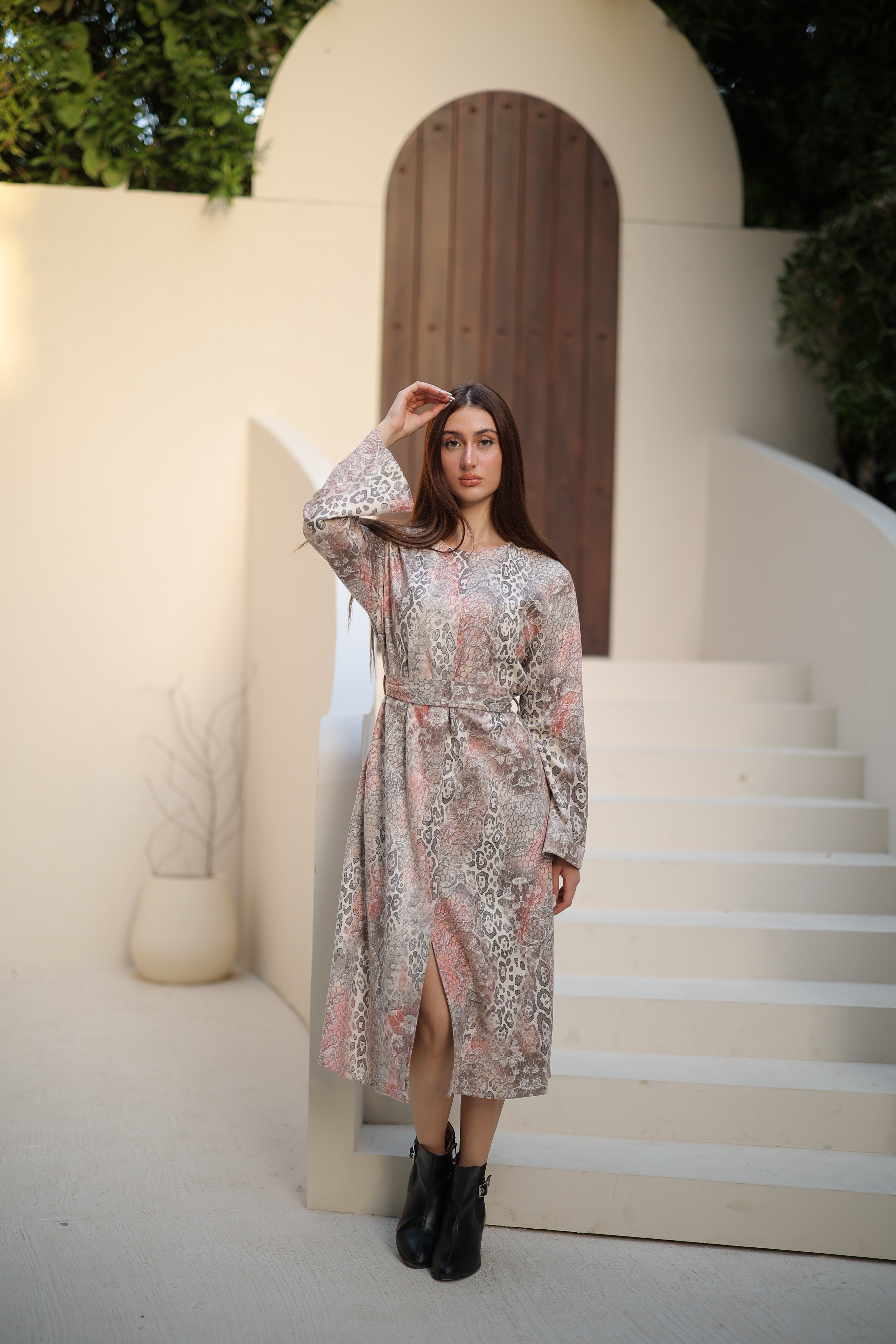 فستان سويد مطبوع Zoya